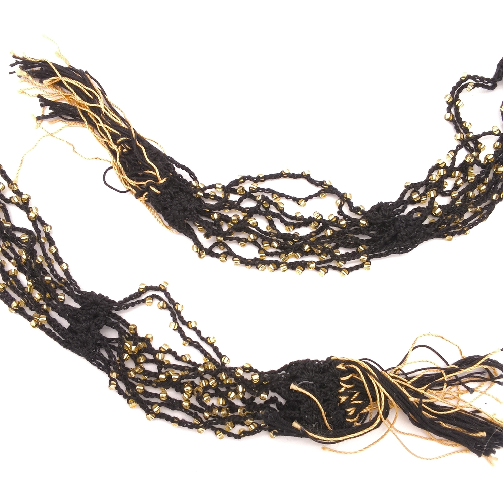 Vintage-Boho Style Multi-Strand Black & Gold Bead Belt - Picture 5 of 8